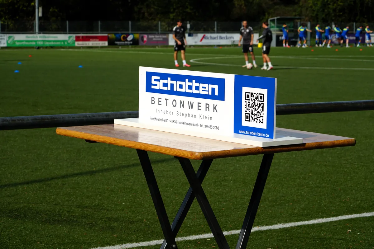 Schotten Betonwerk display stand at the side of the pitch